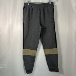 Adidas Essentials Men's Colorblock Fleece Gray / Gold Sweatpants Joggers Large
